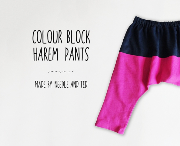 colour block harem pants and scarf by Needle and Ted